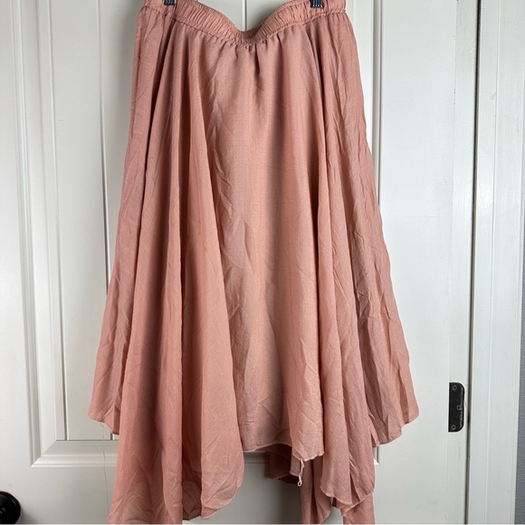 Metro Wear preppy boho blush pink high waisted midi skirt size medium - Picture 2 of 7